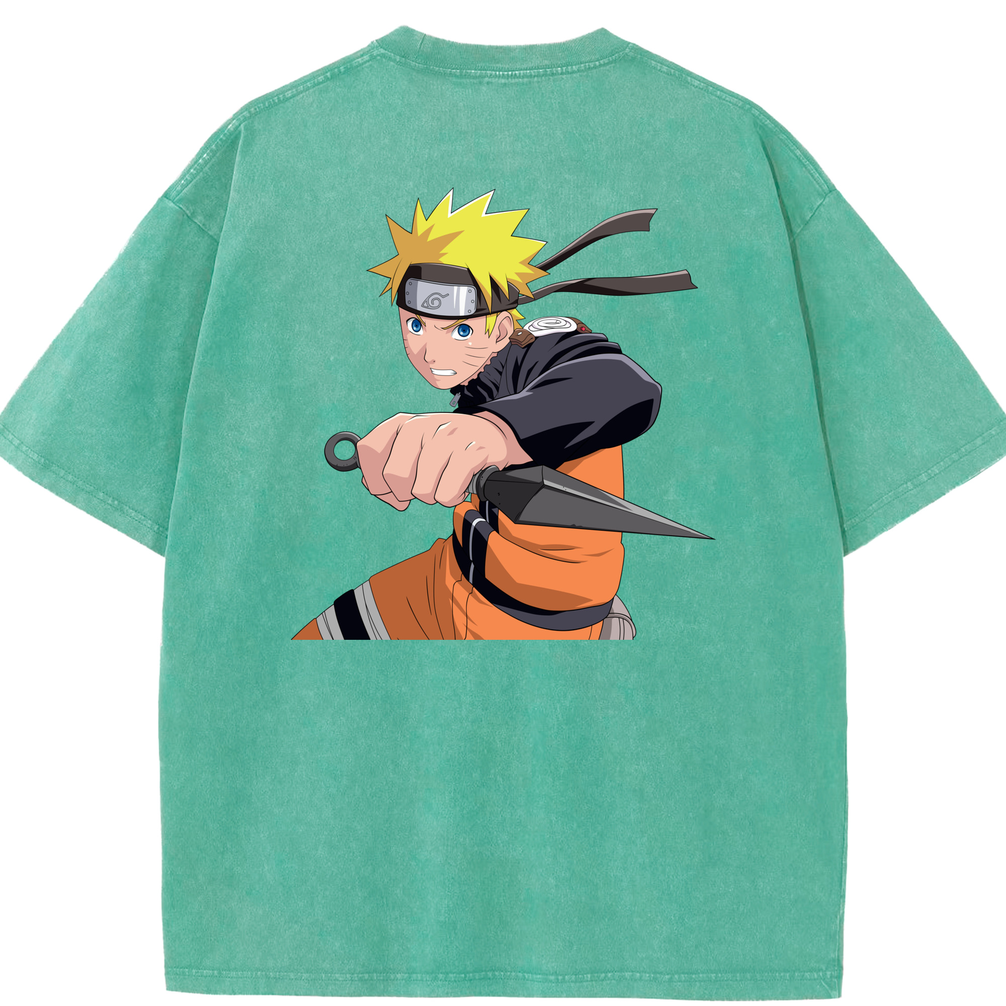 （画像用） NARUTO -ナルト- うずまき ナルト Uzumaki Naruto 綿100% ヴィンテージ風 半袖Tシャツ（背面プリント）